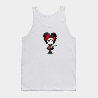 Sugar Skull Girl Playing Palestinian Flag Guitar Tank Top